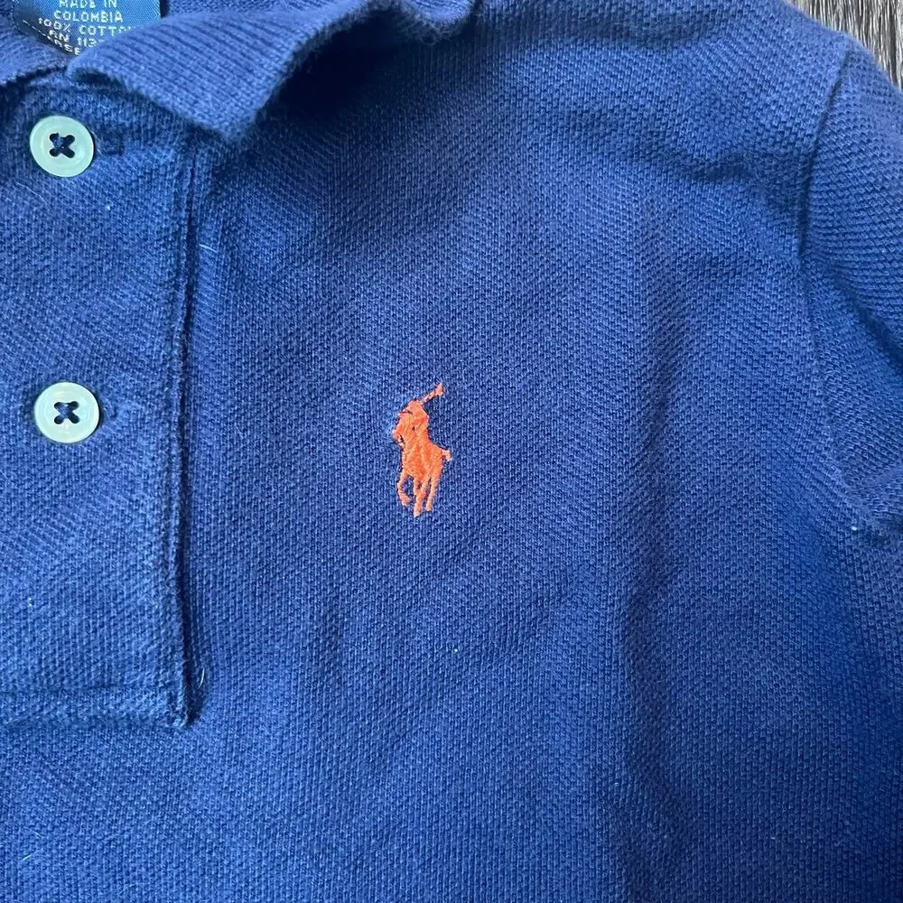 Polo by Ralph Lauren Boy's 12M Long Sleeve Navy Polo Shirt
